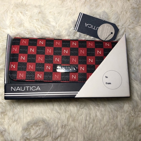 Nautica Red and Black Checkered Wallet - Picture 8 of 12